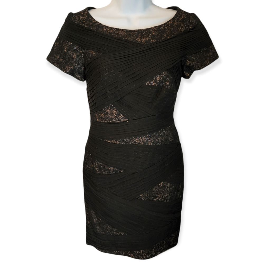 Tadashi Shoji Black Lace Cocktail Dress Size 8